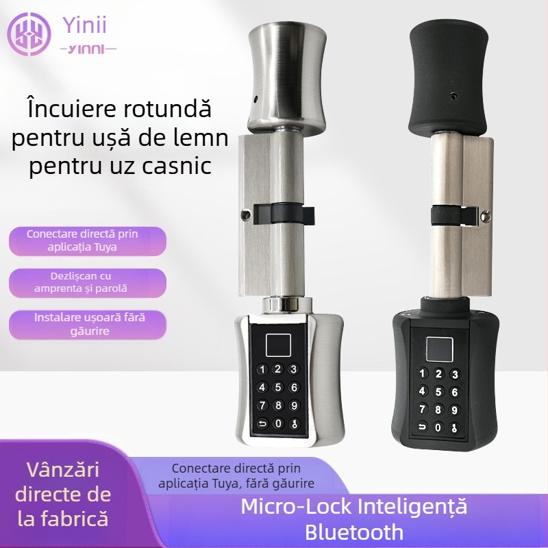 Yingni Yn45 Lacăt inteligent Bluetooth – ușă din lemn interior, oțel inoxidabil, deblocare prin amprentă, parolă, card și aplicație