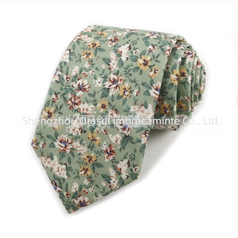 Cravată din bumbac cu imprimeu floral, formă săgeată, pentru bărbați, imprimată