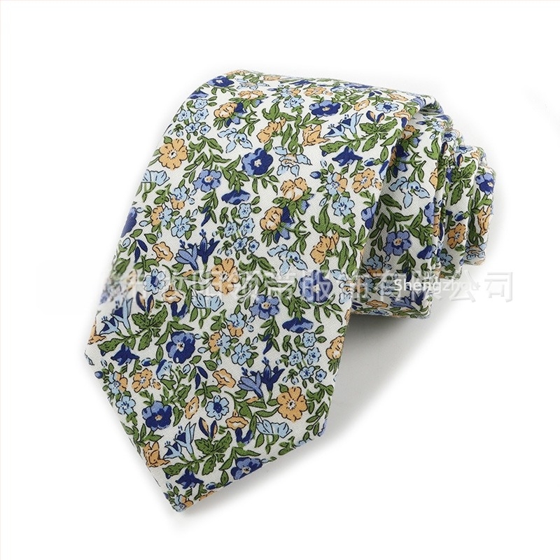 Cravată din bumbac cu imprimeu floral, formă săgeată, pentru bărbați, imprimată