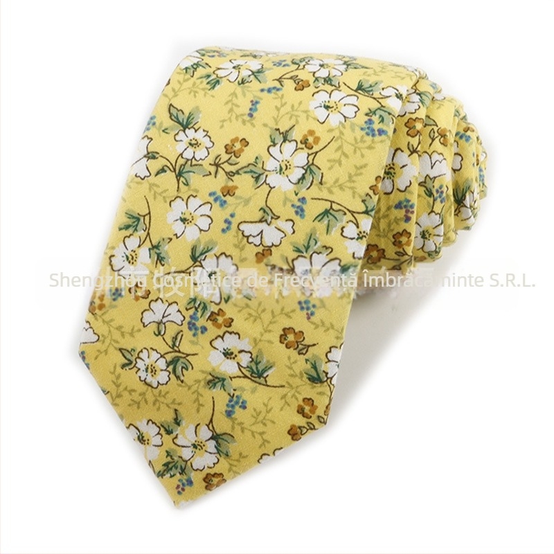 Cravată din bumbac cu imprimeu floral, formă săgeată, pentru bărbați, imprimată