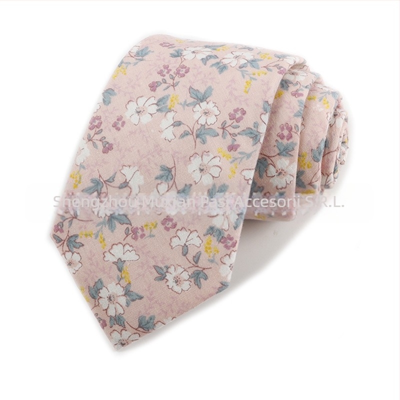 Cravată din bumbac cu imprimeu floral, formă săgeată, pentru bărbați, imprimată