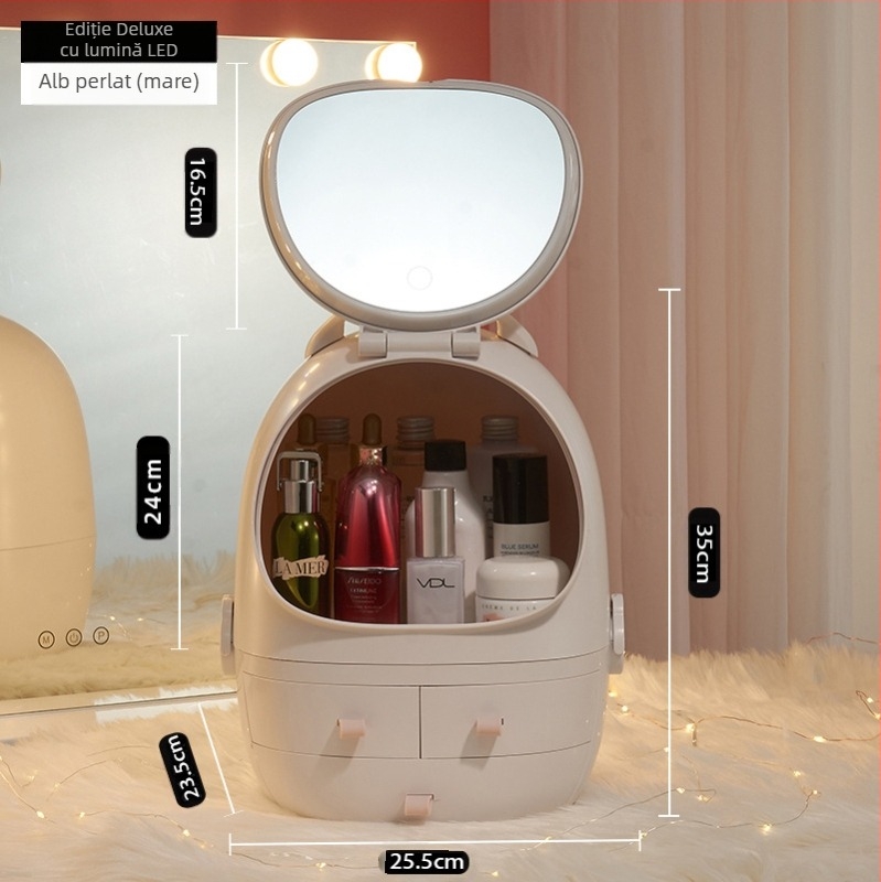 Cutie de depozitare pentru birou cu capac, plastic PS+ABS, capacitate 35 L, model 1zy580804586006, potrivită pentru cosmetică și alte accesorii