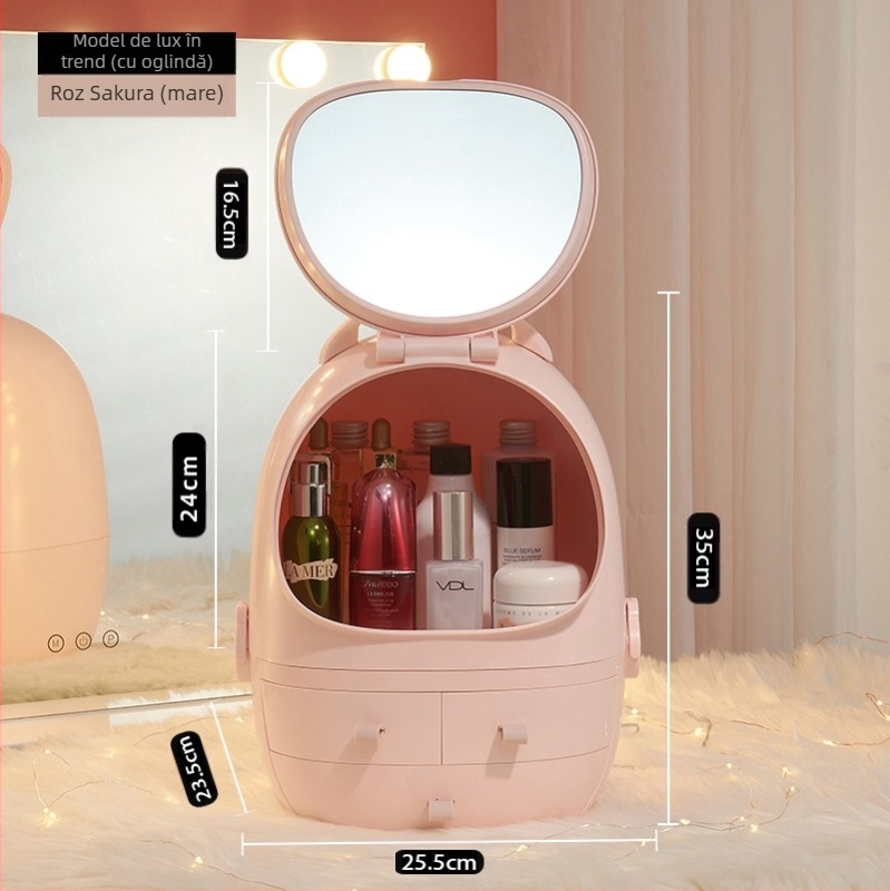 Cutie de depozitare pentru birou cu capac, plastic PS+ABS, capacitate 35 L, model 1zy580804586006, potrivită pentru cosmetică și alte accesorii
