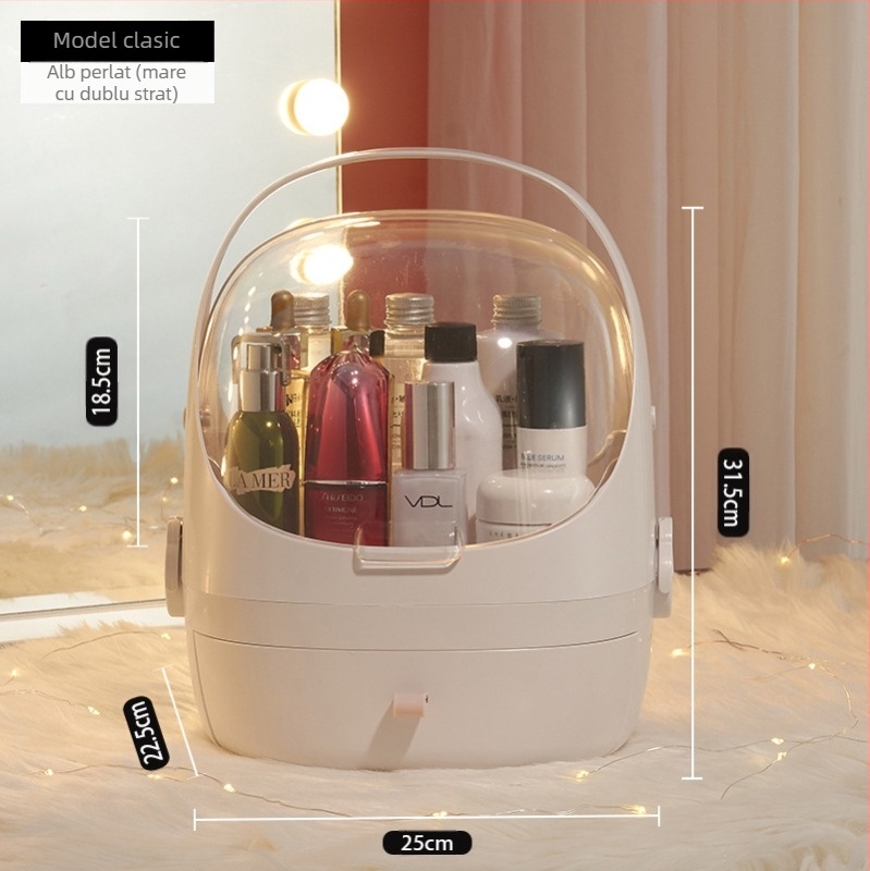 Cutie de depozitare pentru birou cu capac, plastic PS+ABS, capacitate 35 L, model 1zy580804586006, potrivită pentru cosmetică și alte accesorii