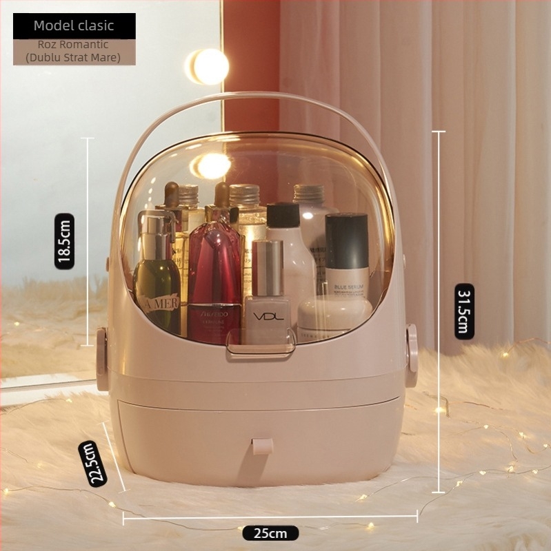 Cutie de depozitare pentru birou cu capac, plastic PS+ABS, capacitate 35 L, model 1zy580804586006, potrivită pentru cosmetică și alte accesorii