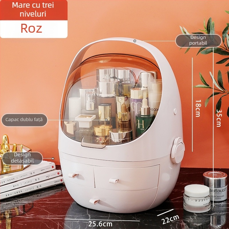 Cutie de depozitare pentru birou cu capac, plastic PS+ABS, capacitate 35 L, model 1zy580804586006, potrivită pentru cosmetică și alte accesorii