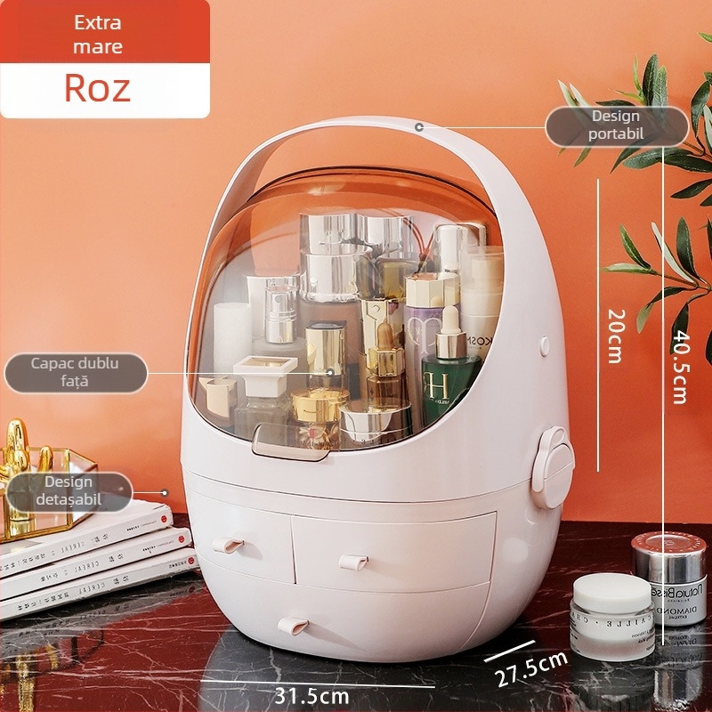 Cutie de depozitare pentru birou cu capac, plastic PS+ABS, capacitate 35 L, model 1zy580804586006, potrivită pentru cosmetică și alte accesorii