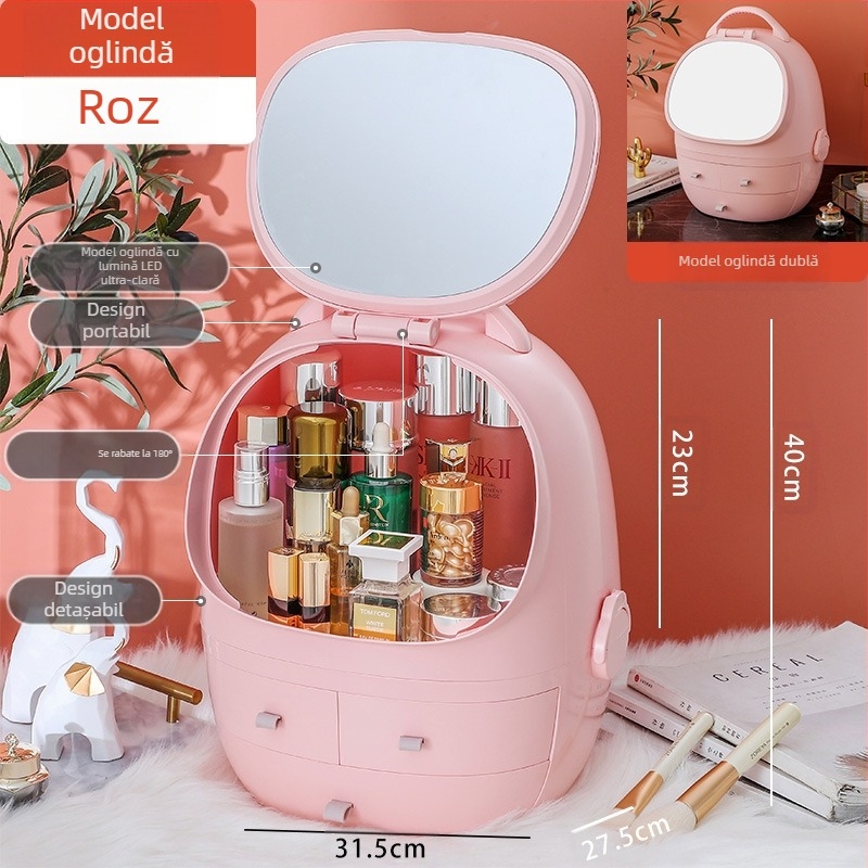 Cutie de depozitare pentru birou cu capac, plastic PS+ABS, capacitate 35 L, model 1zy580804586006, potrivită pentru cosmetică și alte accesorii