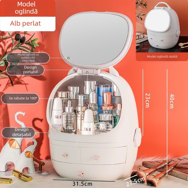 Cutie de depozitare pentru birou cu capac, plastic PS+ABS, capacitate 35 L, model 1zy580804586006, potrivită pentru cosmetică și alte accesorii