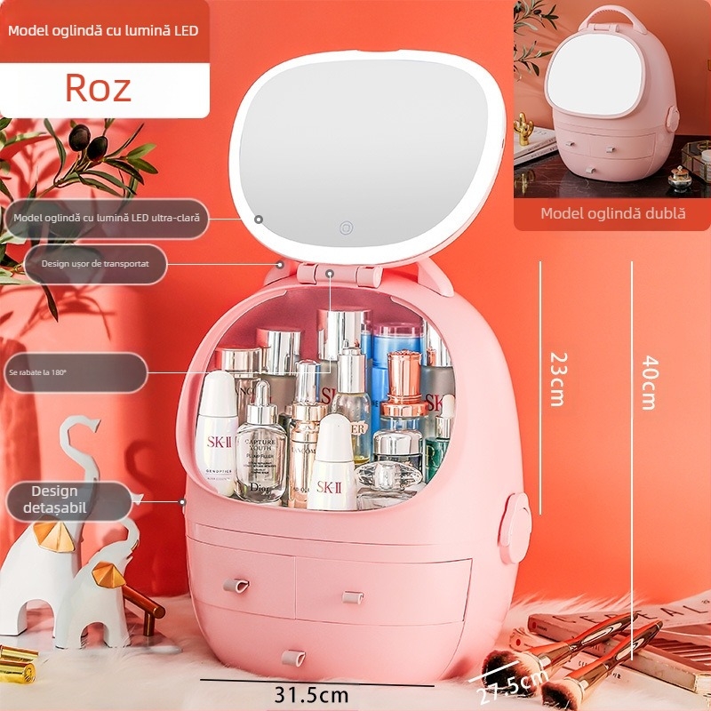 Cutie de depozitare pentru birou cu capac, plastic PS+ABS, capacitate 35 L, model 1zy580804586006, potrivită pentru cosmetică și alte accesorii