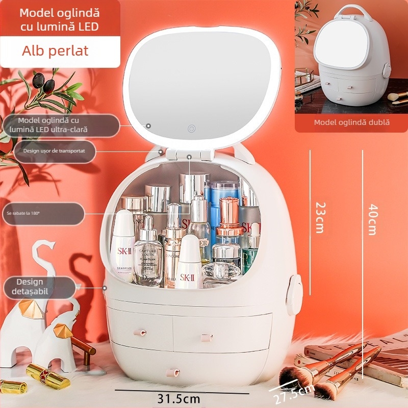 Cutie de depozitare pentru birou cu capac, plastic PS+ABS, capacitate 35 L, model 1zy580804586006, potrivită pentru cosmetică și alte accesorii