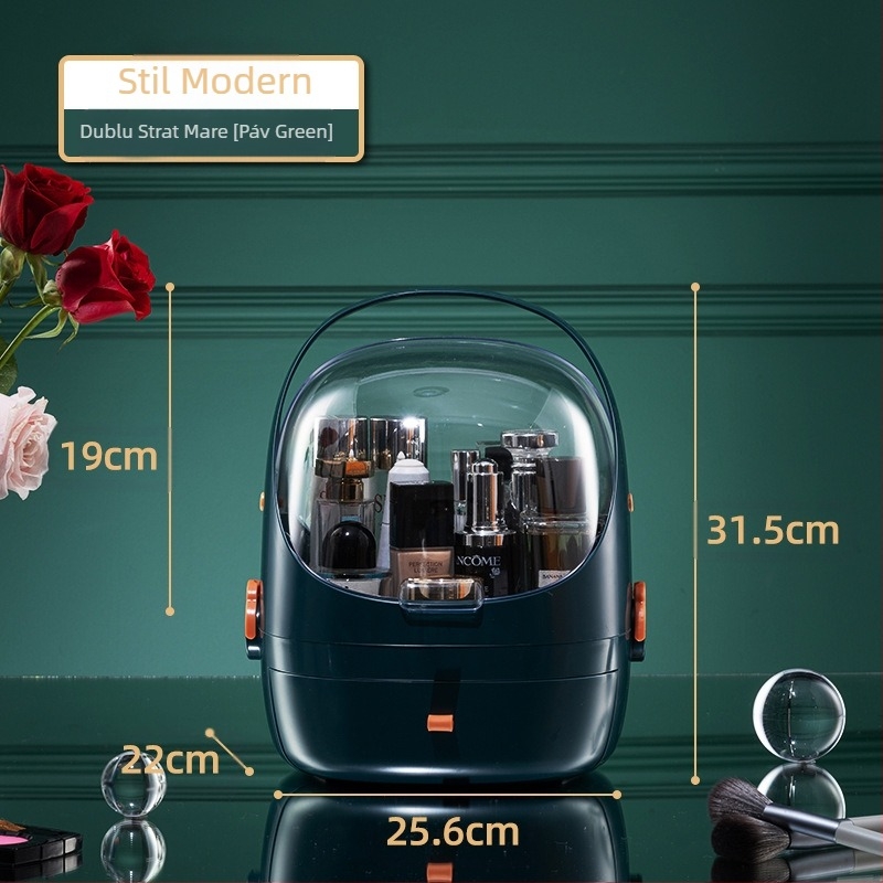 Cutie de depozitare pentru birou cu capac, plastic PS+ABS, capacitate 35 L, model 1zy580804586006, potrivită pentru cosmetică și alte accesorii