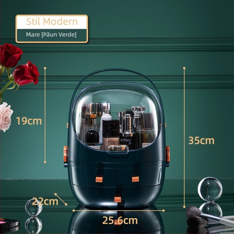 Cutie de depozitare pentru birou cu capac, plastic PS+ABS, capacitate 35 L, model 1zy580804586006, potrivită pentru cosmetică și alte accesorii