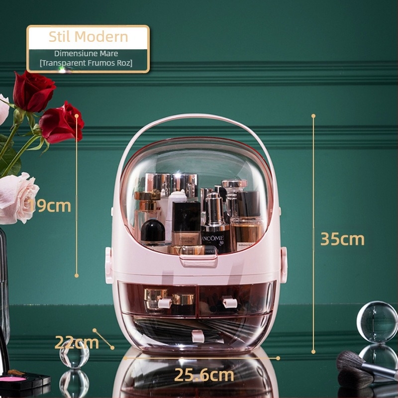 Cutie de depozitare pentru birou cu capac, plastic PS+ABS, capacitate 35 L, model 1zy580804586006, potrivită pentru cosmetică și alte accesorii