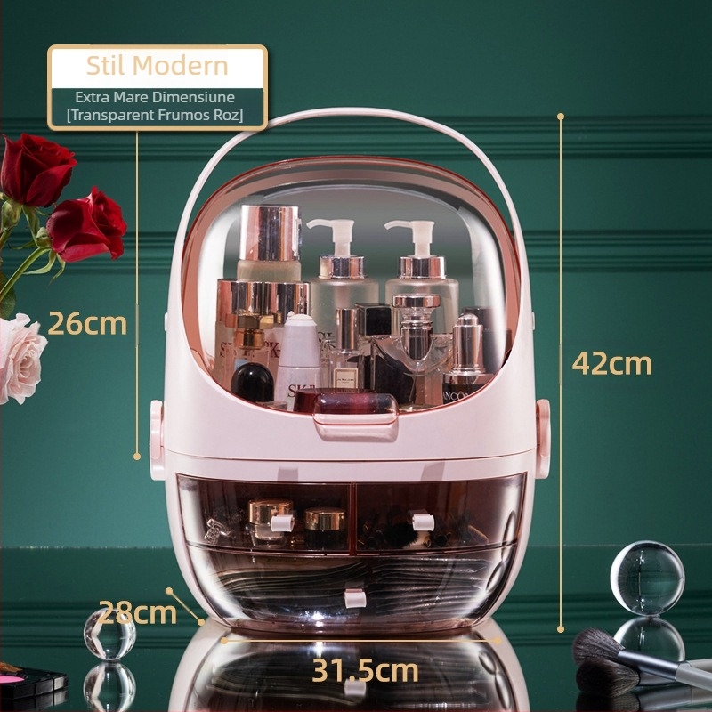 Cutie de depozitare pentru birou cu capac, plastic PS+ABS, capacitate 35 L, model 1zy580804586006, potrivită pentru cosmetică și alte accesorii