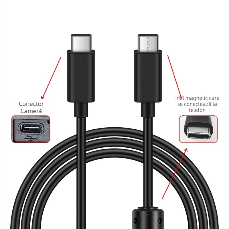 Cablu OTG Type-C la Type-C pentru Sony A7R3/A7M3/A7S3/A7R4/A9 și Nikon D780/Z6; conductor de cupru; cablu adaptor
