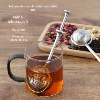 Infuzor de ceai din oțel inoxidabil - Misty frost - Minge de ceai telescopic cu găuri mari și mici - Stil simplu