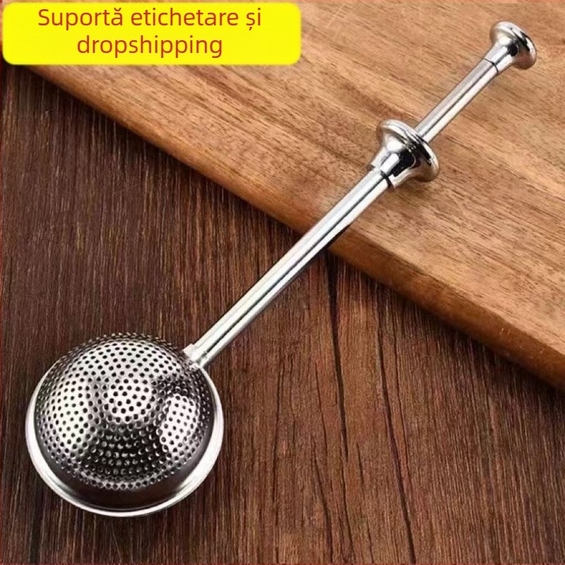 Infuzor de ceai din oțel inoxidabil - Misty frost - Minge de ceai telescopic cu găuri mari și mici - Stil simplu