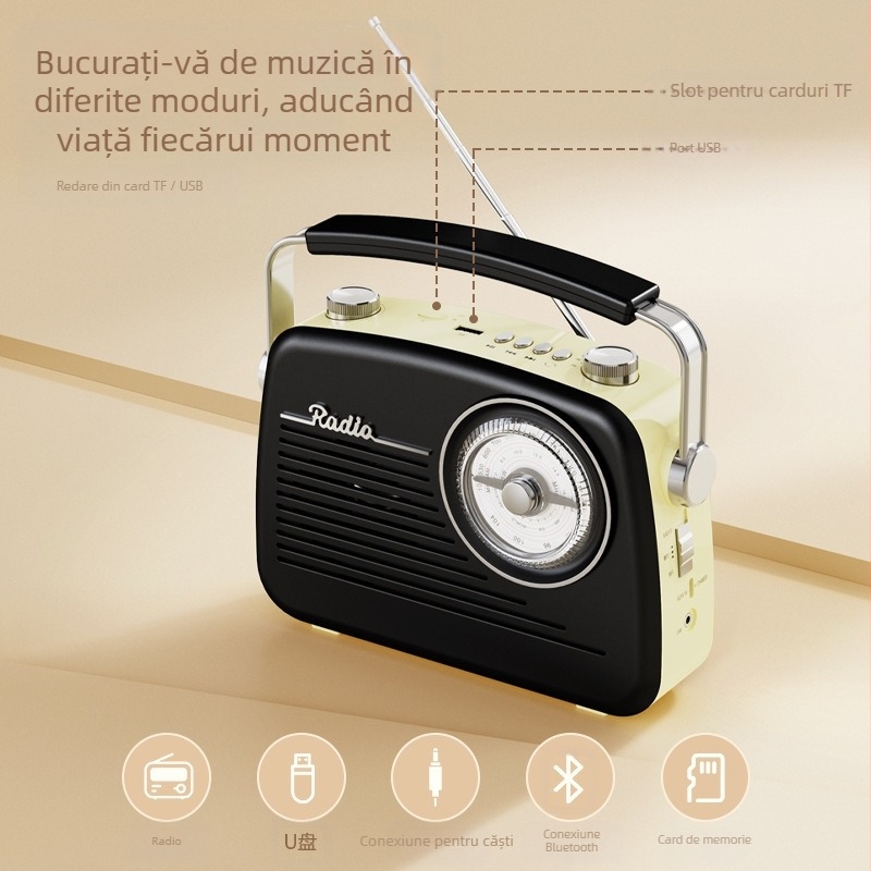 MG003 Radio Bluetooth cu bandă completă pentru persoane în vârstă — interfață USB, difuzoare încorporate, sunet mono, 5V/220mW