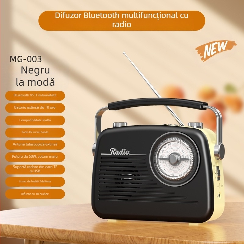 MG003 Radio Bluetooth cu bandă completă pentru persoane în vârstă — interfață USB, difuzoare încorporate, sunet mono, 5V/220mW