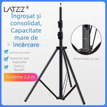 Stativ de iluminat pentru fotografie din aluminiu, încărcare 5 kg, înălțime 2,8 m, diametru 30 mm, 3 secțiuni, potrivit pentru transmisiuni live