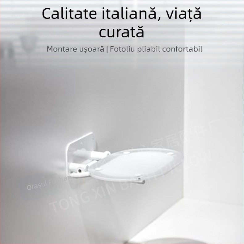 Scaun de duș cu bază din oțel inoxidabil 304 și panou din acrilic – impermeabil, rezistent la coroziune, cu capacitate de încărcare mare