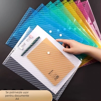 Mapă de documente din PP, închidere cu clips, transparentă și impermeabilă, design înclinat, capacitate mare pentru documente