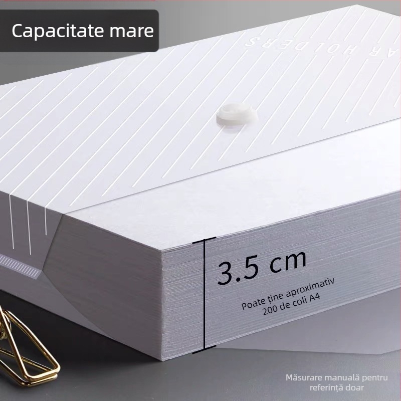 Mapă de documente din PP, închidere cu clips, transparentă și impermeabilă, design înclinat, capacitate mare pentru documente