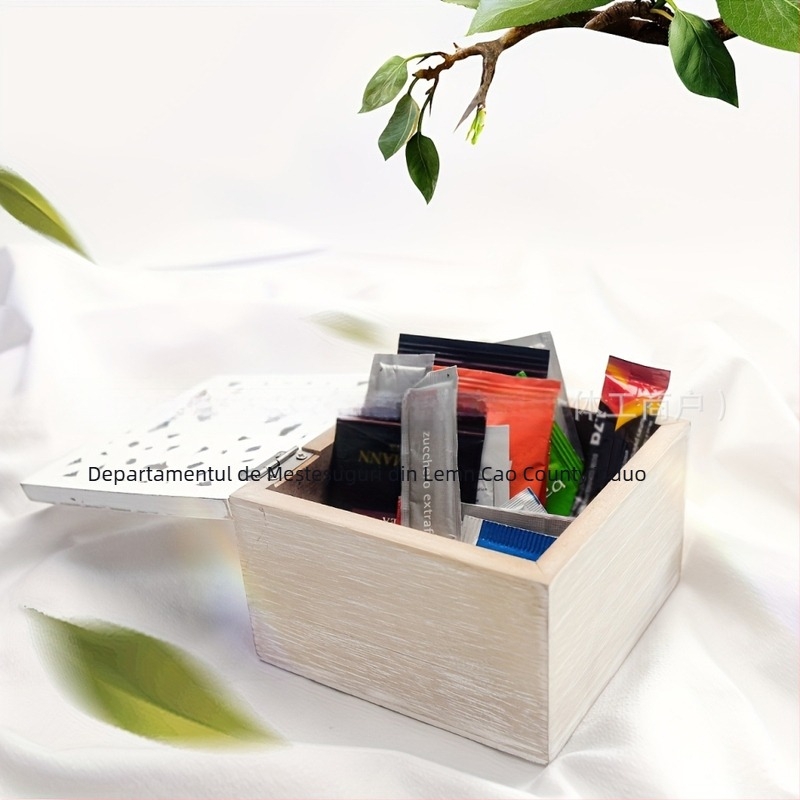 Cutie de depozitare din lemn pentru birou, decorativă, cu ornamente gravate, pentru organizare