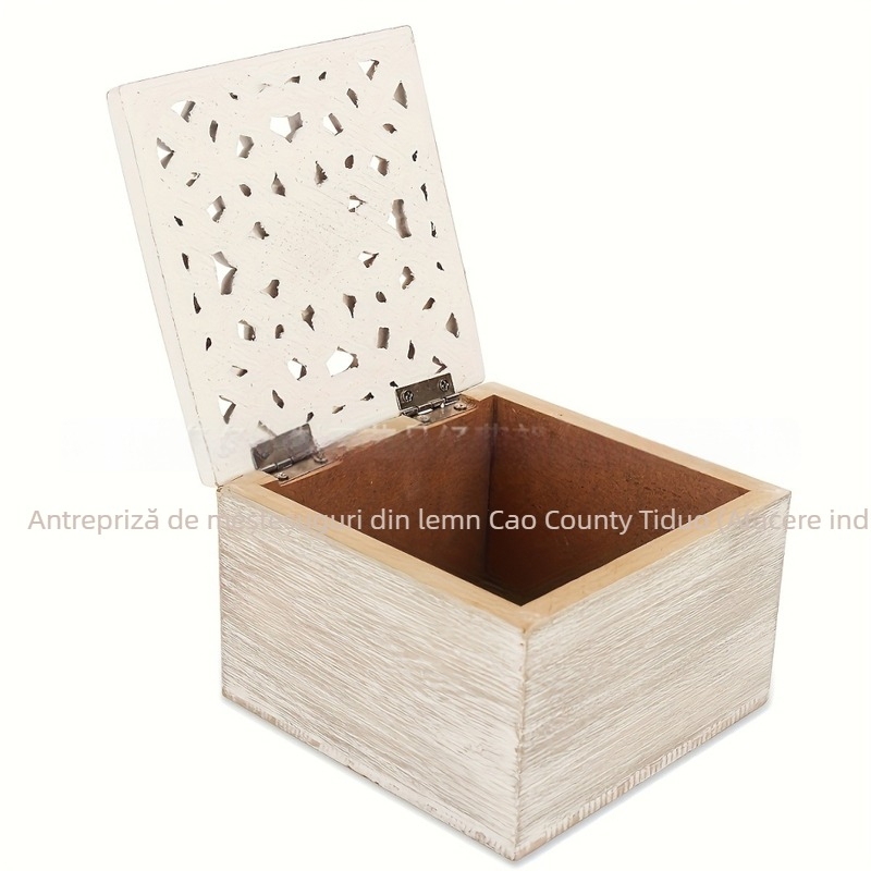 Cutie de depozitare din lemn pentru birou, decorativă, cu ornamente gravate, pentru organizare