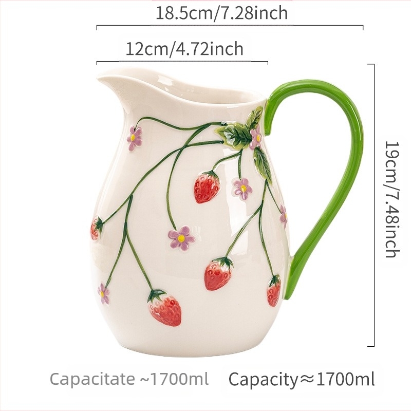 Carafă ceramică pentru apă rece, cu vază de flori — recipient multifuncțional pentru lapte, suc, ceai cu flori și apă rece; coacere la temperaturi înalte; procesare personalizată; calitate premium