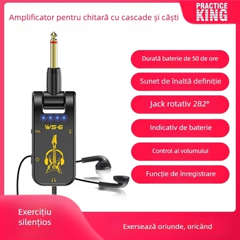 Amplificator de chitară cu procesor de efecte, căști cu anulare a zgomotului pentru antrenament silențios, funcție de înregistrare — Model WS-6