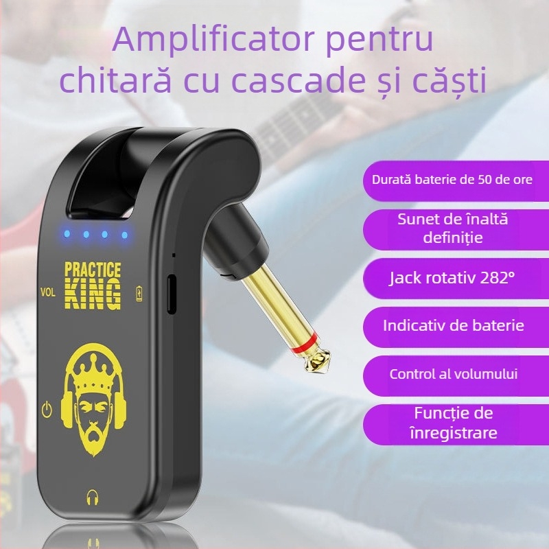 Amplificator de chitară cu procesor de efecte, căști cu anulare a zgomotului pentru antrenament silențios, funcție de înregistrare — Model WS-6