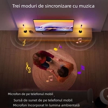 Lampă ambientală cu activare prin sunet și control prin aplicație, alimentare USB, tip podea, modelul 003