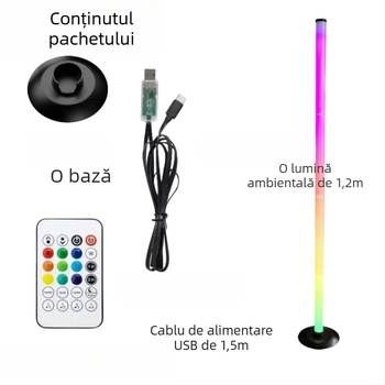 Lampă ambientală cu activare prin sunet și control prin aplicație, alimentare USB, tip podea, modelul 003