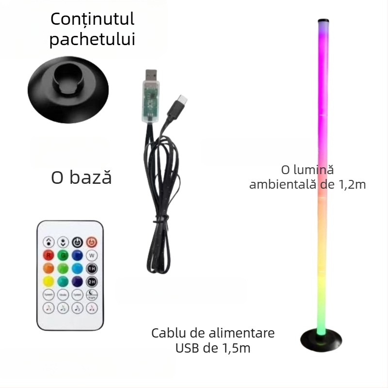 Lampă ambientală cu activare prin sunet și control prin aplicație, alimentare USB, tip podea, modelul 003