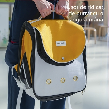 Rucsac pentru pisici - elegant, versatil și comod pentru ieșiri; Material: textil; Potrivit pentru pisici; Categorie: cuiburi și cuști pentru animale de companie