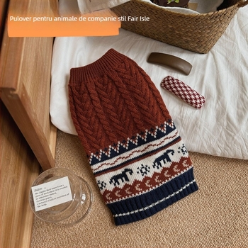 Pulover pentru animale de companie, stil nordic, model cu flori răsucite (Material: Polyester; Categorie produs: Pulover; Stil: Casual; Gen: Universal; Categoria: Îmbrăcăminte pentru animale)