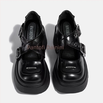 Pantofi Mary Jane cu partea superioară din Ultrafiber Leather, respirabili, curea T-Bar, talpă din cauciuc spumă