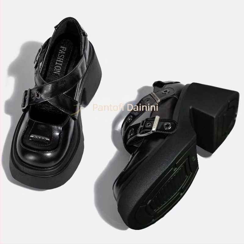 Pantofi Mary Jane cu partea superioară din Ultrafiber Leather, respirabili, curea T-Bar, talpă din cauciuc spumă