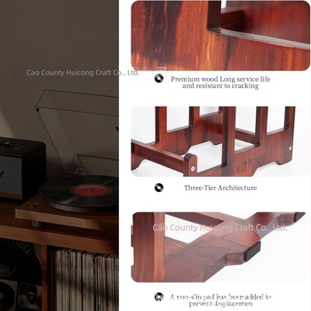 Raft din lemn pentru afișare – Brand Hc, Model 25-6211, Cod F-6211, Stil simplu modern, Spațiu de stocare pentru înregistrări, CD-uri și albume foto