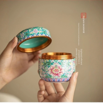 Borcan pentru frunze de ceai Second Collection — ceramică, pictat manual, etanș, stil Chinezesc Nou