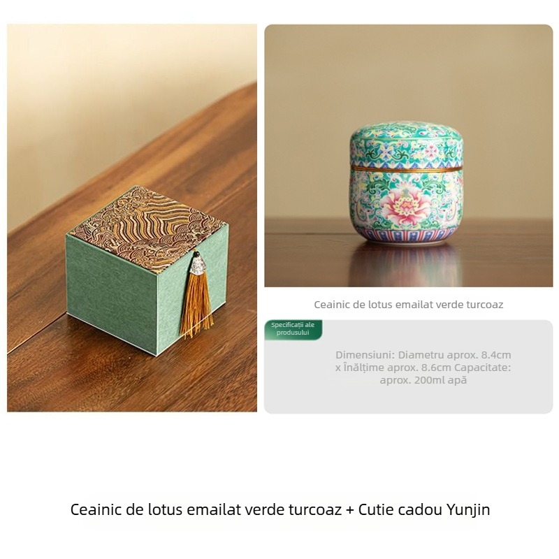 Borcan pentru frunze de ceai Second Collection — ceramică, pictat manual, etanș, stil Chinezesc Nou