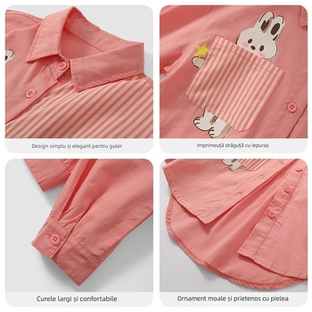 Cămașă pentru fetițe, mâneci lungi, guler tip costum, material din păr de iepure 81–90%, vârsta 0–1 ani, casual