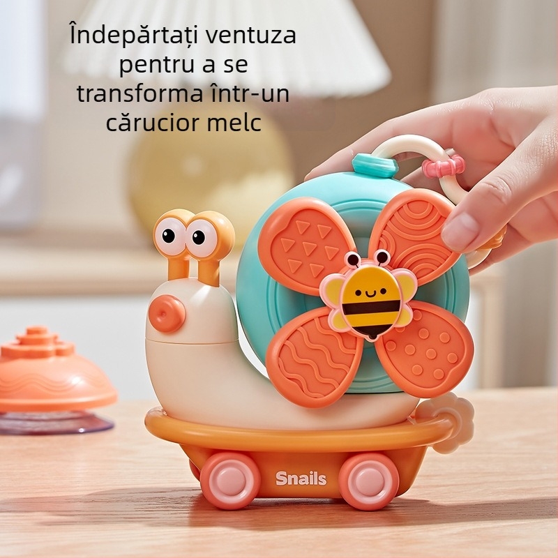 Jucărie de liniștire pentru bebeluși, melc rotativ cu design drăguț de desene animate, mușcabilă și calmantă