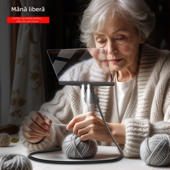 Lupă de lectură pentru gât pentru vârstnici, lupă de pagină întreagă cu LED HD, 3 în 1: gât/ mână/ masă