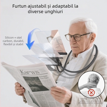 Lupă de lectură pentru gât pentru vârstnici, lupă de pagină întreagă cu LED HD, 3 în 1: gât/ mână/ masă