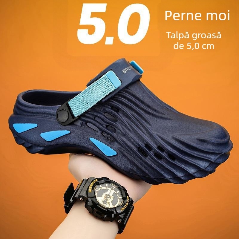 Slapi unisex, piele sintetică, talpă compozită antiderapantă, turnate prin injecție, stil casual