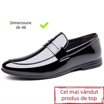 Pantofi bărbați din piele, slip-on, din piele de vită, talpă din cauciuc, vârf ascuțit
