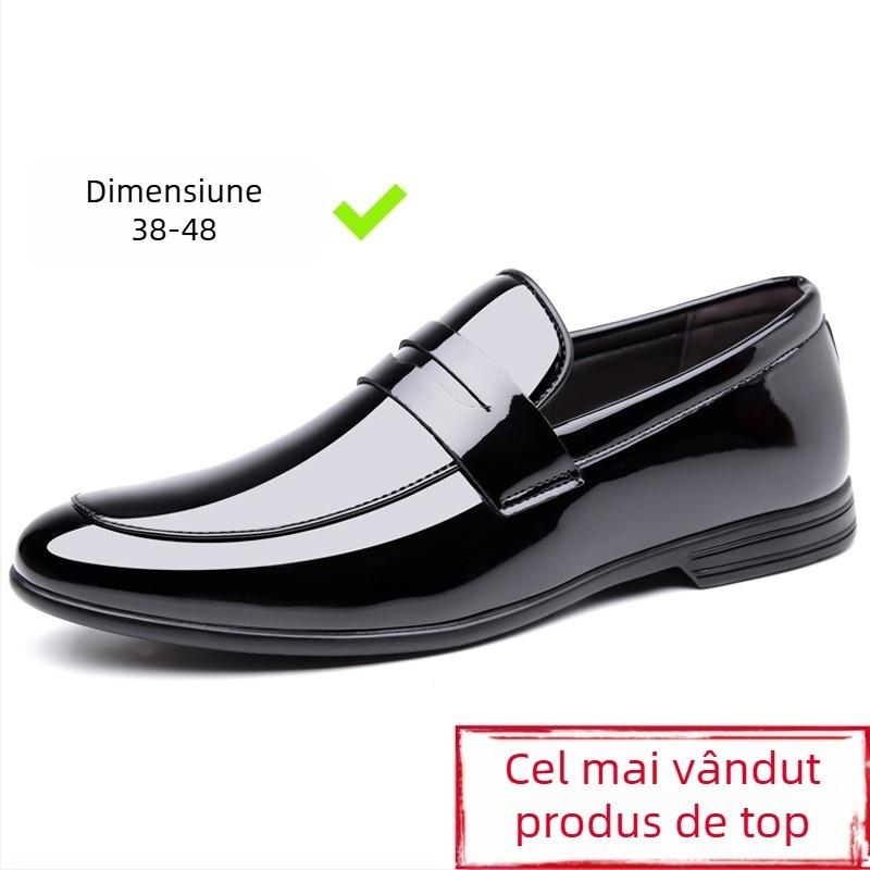 Pantofi bărbați din piele, slip-on, din piele de vită, talpă din cauciuc, vârf ascuțit